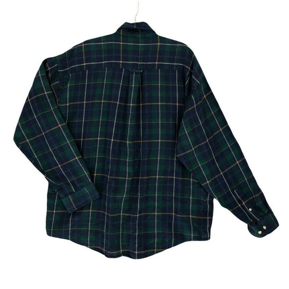 Specialty Collection Mens Button Down Extra Large Blue Green Plaid Shirt Flannel - Picture 5 of 12